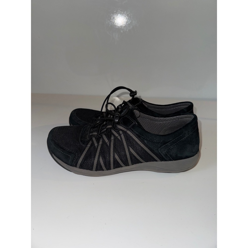 Dansko Honor Black Suede Mesh Bungee Lace Walking Shoes Sneakers Womens 39